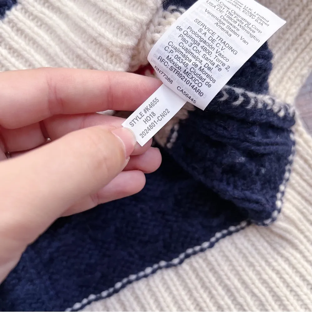 J Crew • Gabby Striped Cable-knit Sweater tunic merino wool navy cream red - Image 12