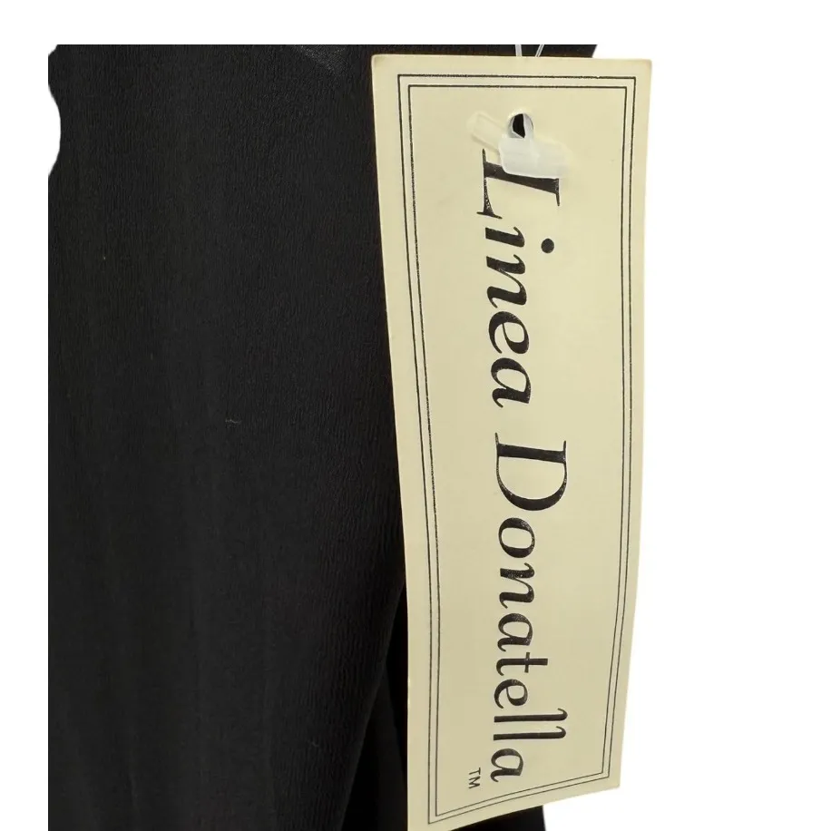 NWT‎ Linea Donatella Black Floral Embroidered Lace Trim Midi Slip Dress Sz Large - Image 4