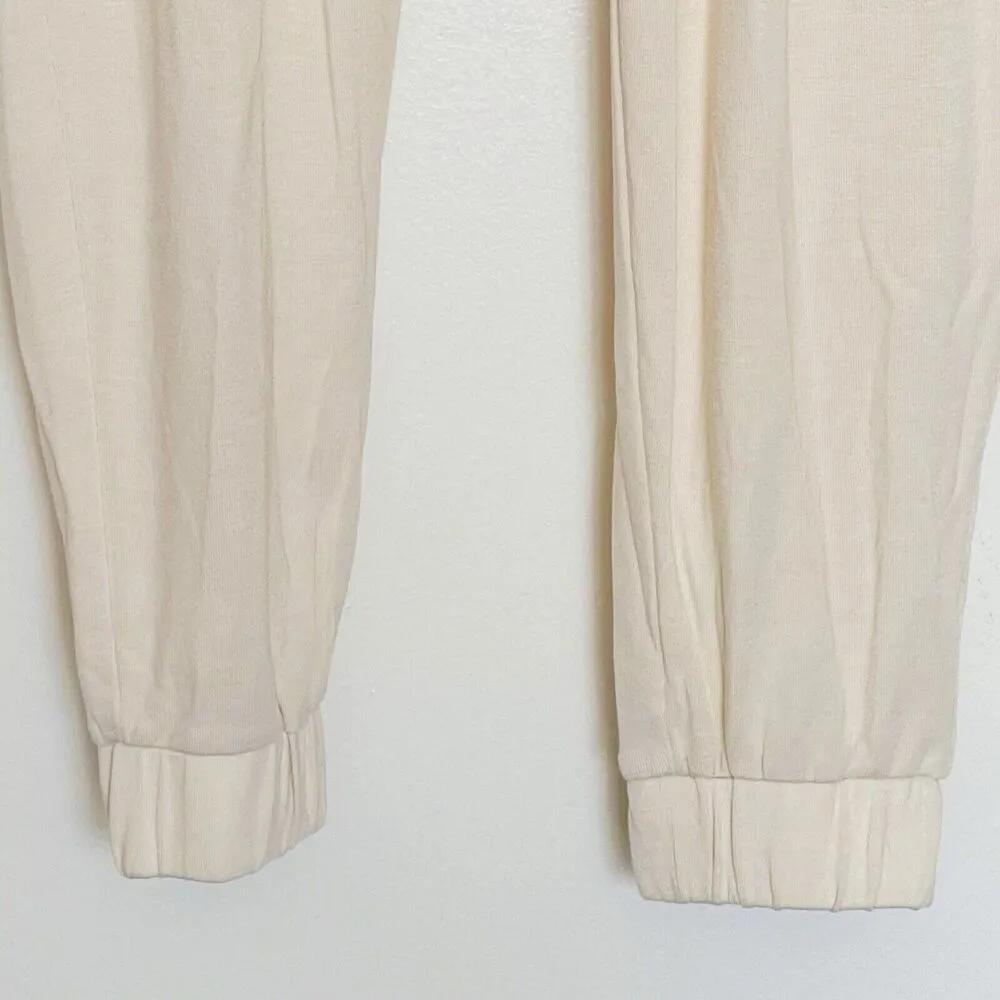 Loft Womens Sleep Sz XS Pants Jogger Loungewear Pajama Sleepwear Cream Pockets - Image 3