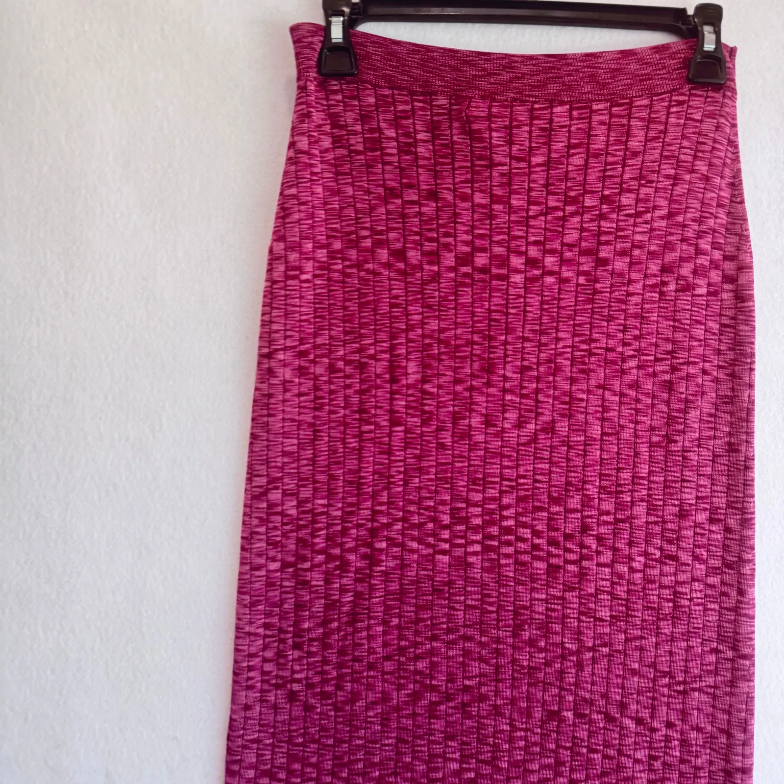 Free People Ribbed Textured Midi Skirt Pink Boho Chic Minimalist Anthropologie - Image 5