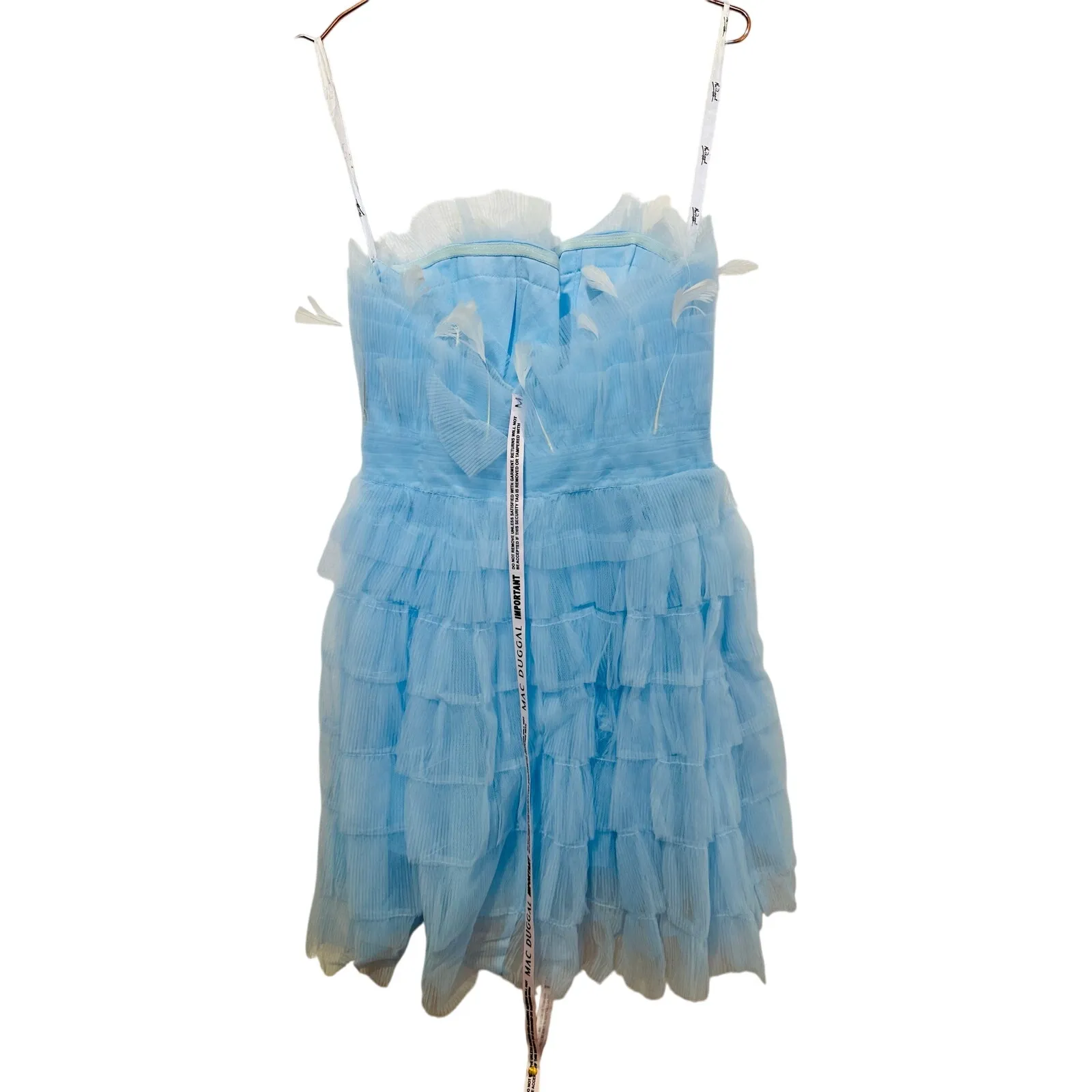 MAC DUGGAL 20529 Powder Blue Strapless Feathers Short Tulle Dress NWT sz 6 - Image 3