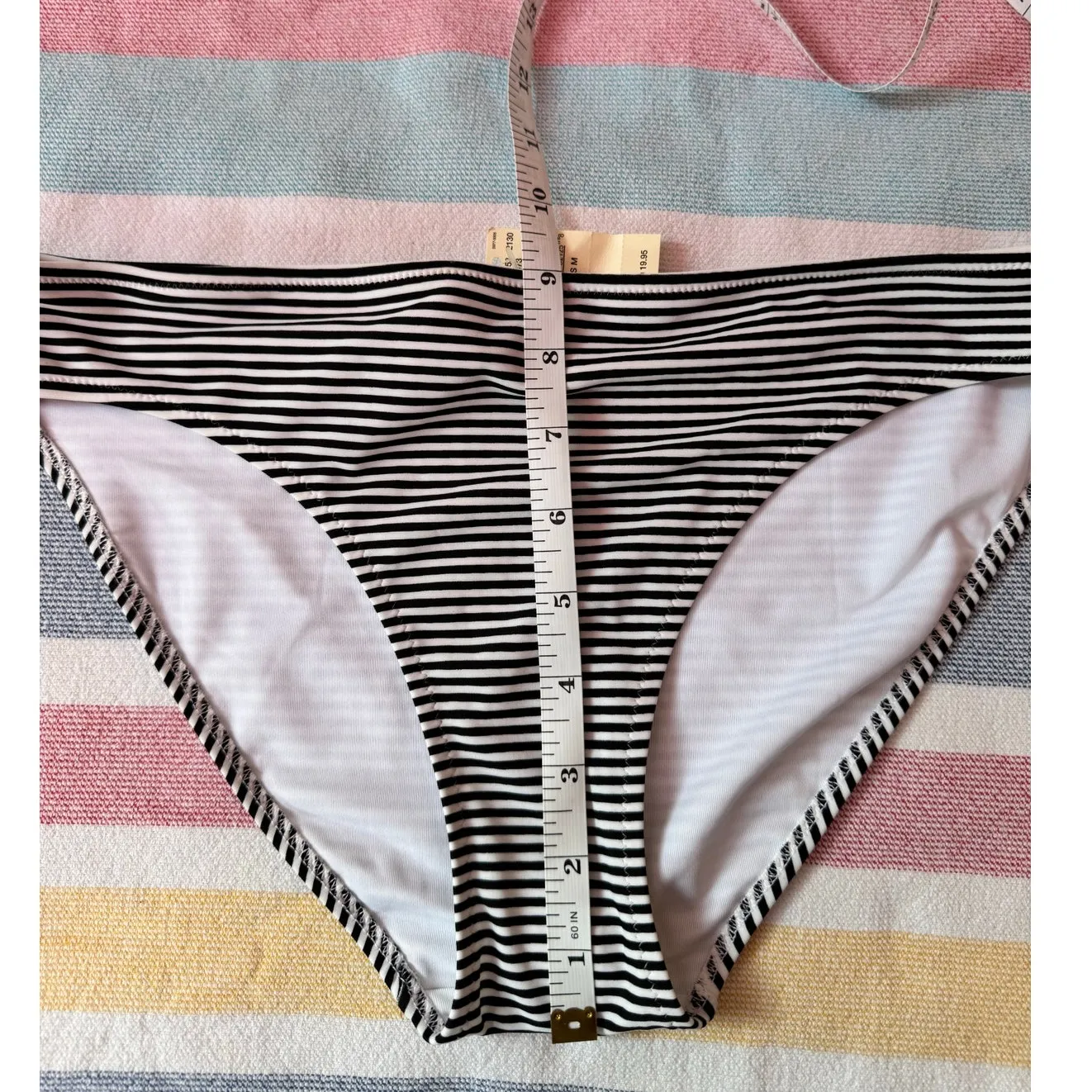 NWT, Women, Aerie, Low Rise Bikini Bottom, Black and White Striped, Sz M - Image 6