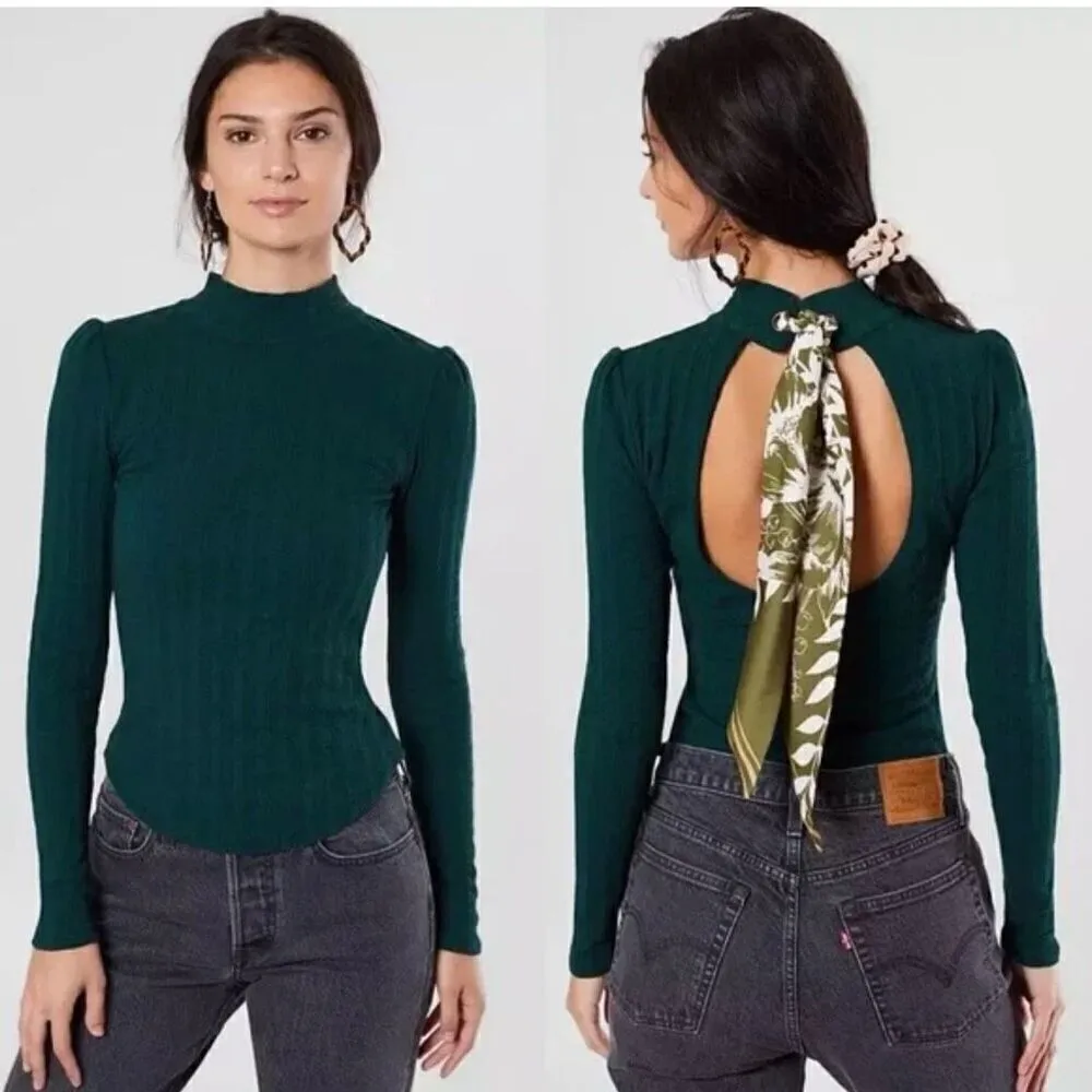 Free People Party in The Back Dream Lagoon backless Top blue green sweater Size - Image 2