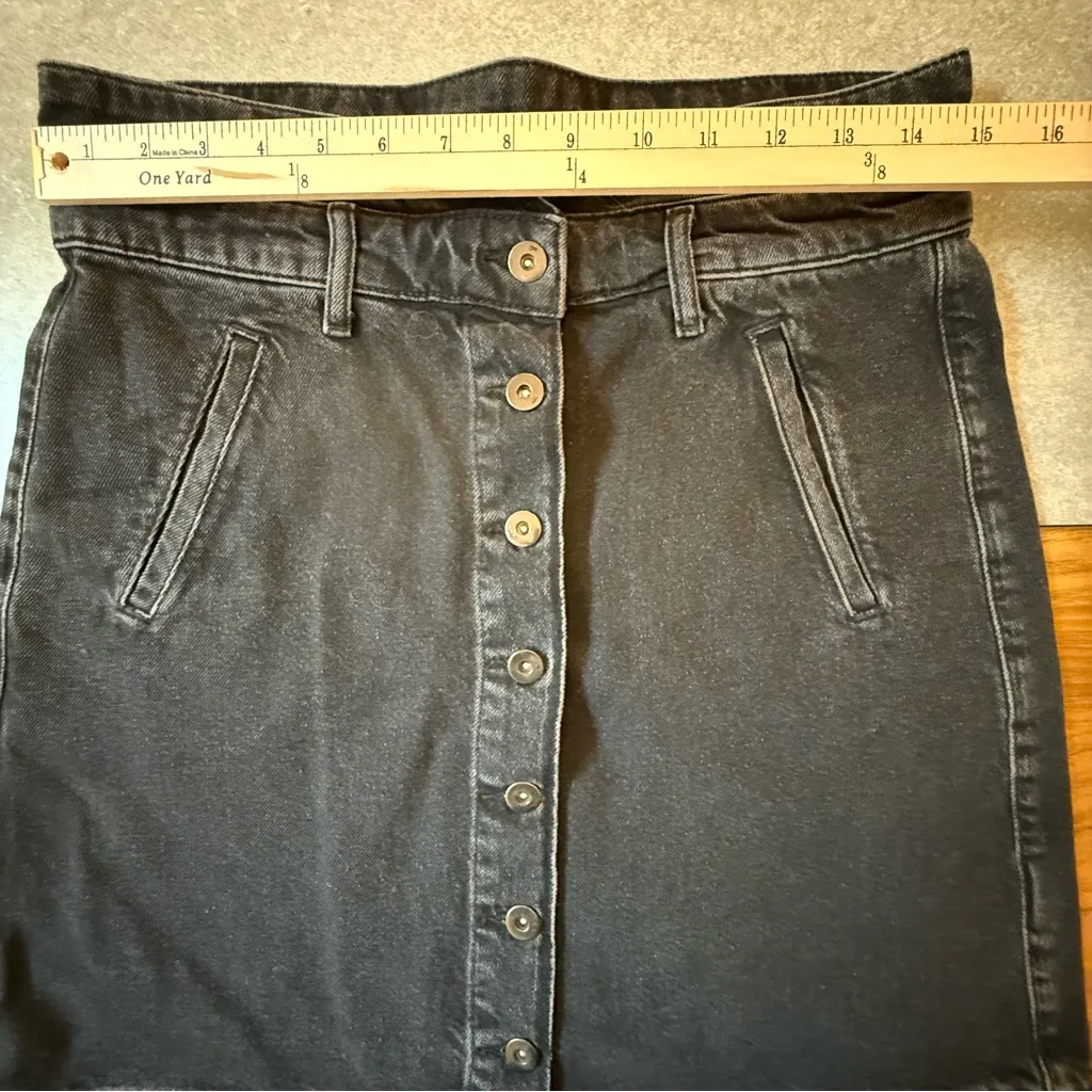 Pilcro and the Letterpress Anthropologie Black Button Front Denim Mini Skirt 12 - Image 9