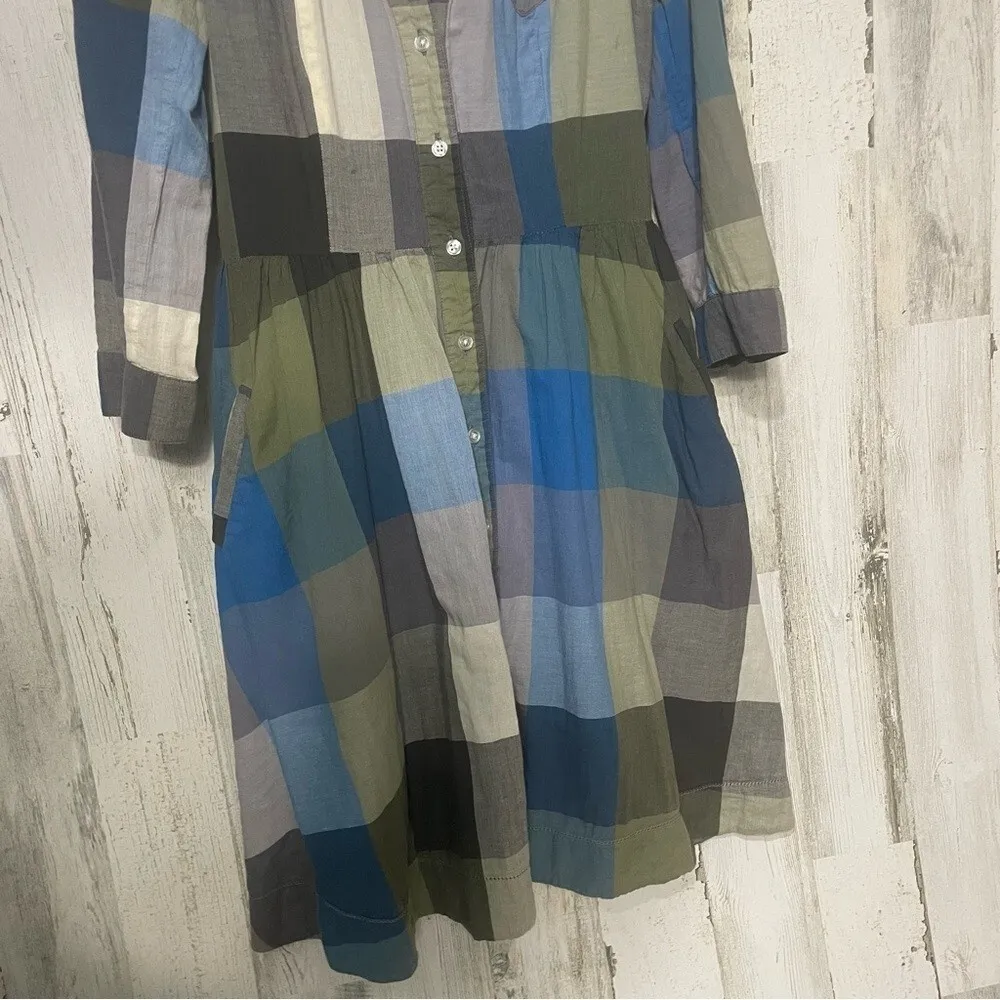 Anthropologie Moulinette Souers‎ Reed Plaid Shirt Dress Size 2 Cotton Pockets - Image 3