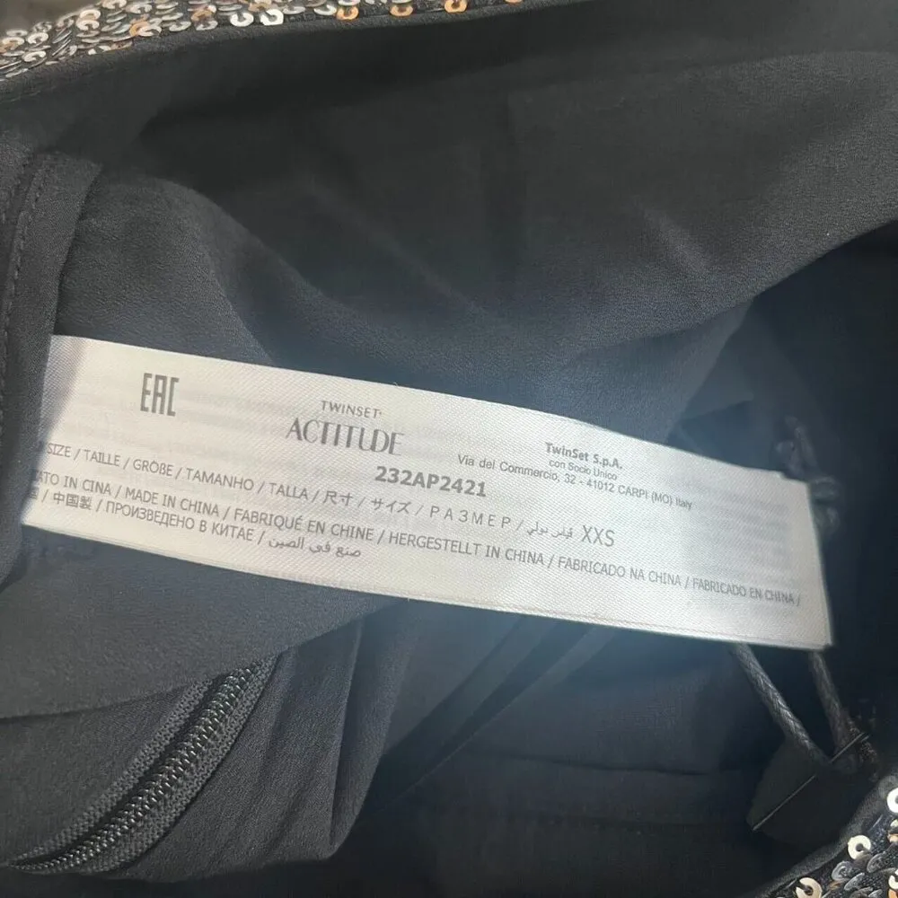 $ 350 NWT Twinset Women's Sequin Sparkle High Waist Pants Size XXS - Image 12