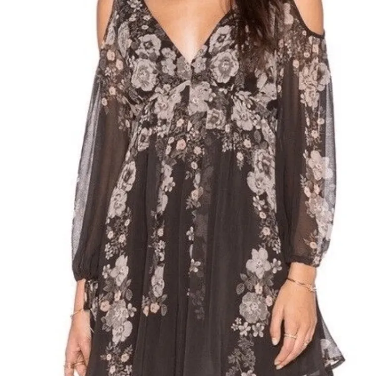 Free People Penny Lover Mini Dress in Raven Combo Women's Size Large boho flowy - Image 4