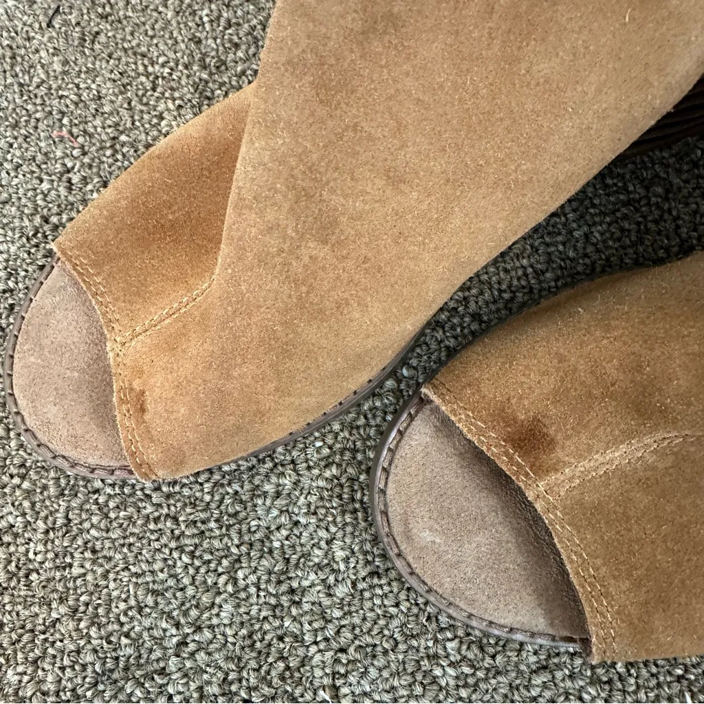 TOMS Brown Grenada Womens Boots Peep Toe Block Heel Size 9 Women's - Image 4