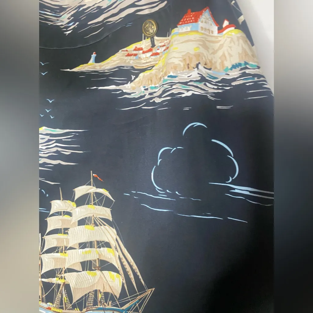 Leifnotes Antropologie Nautical
Ship Sailboat Print Navy Blue A - Image 10