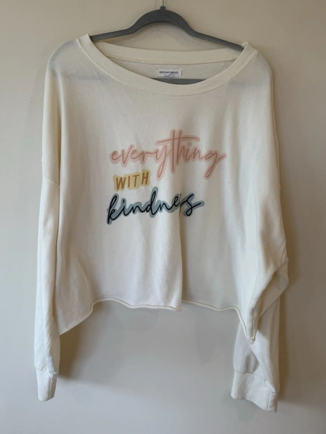 Grayson Threads Sweatshirt Women Size XXL Everything with Kindness Cropped Top - Image 1
