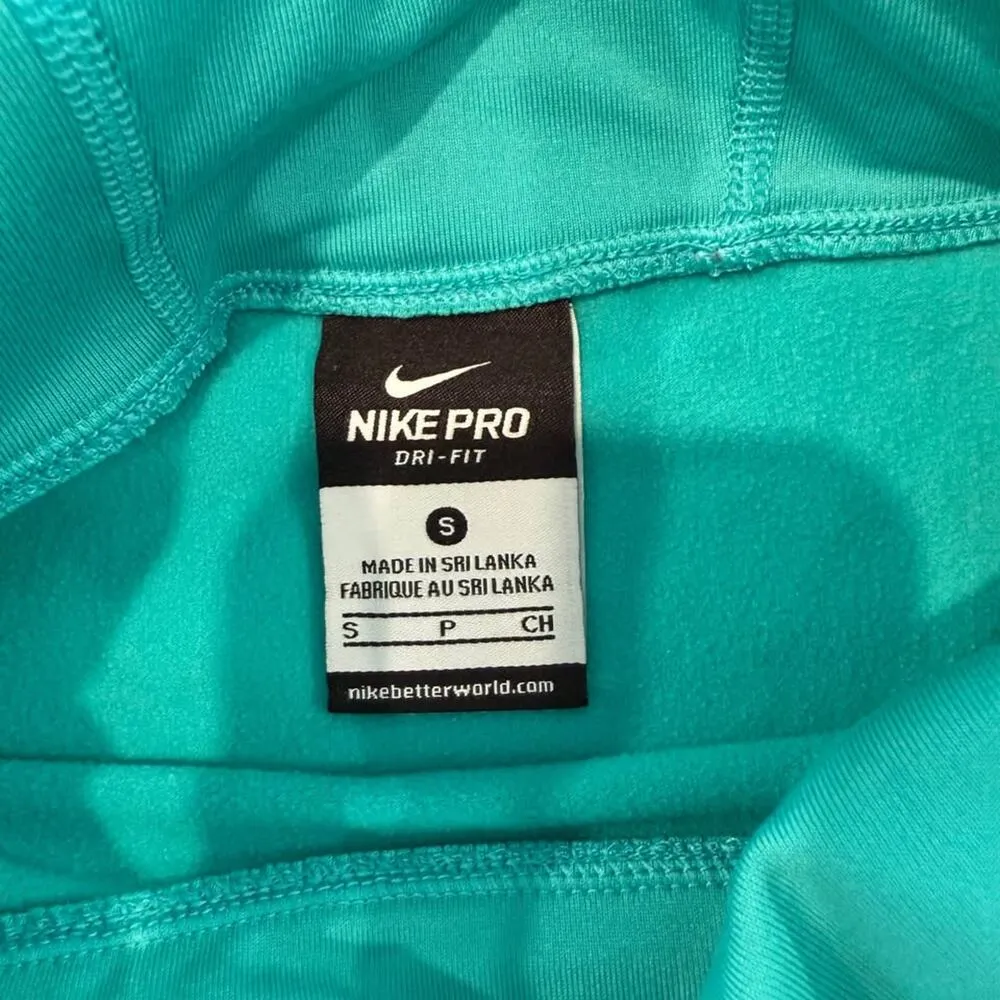 Nike Pro Dri-Fit Cowl Neck Long Sleeve Running Top Womens Small TealBlue Workout - Image 4