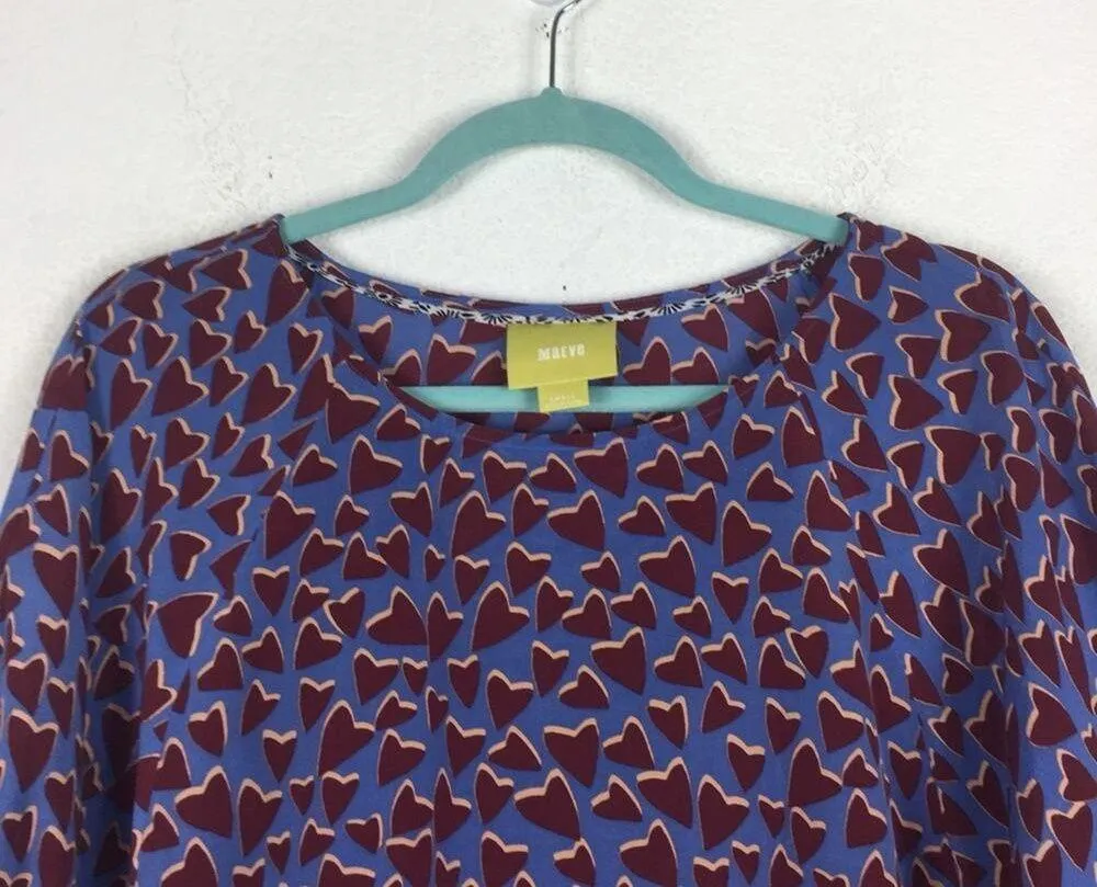 Anthropologie Maeve Silk Heart Blouse Small Dolman Sleeve Blue Red Lightweight - Image 4