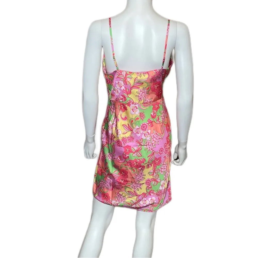 Adelyn Rae Women’s Arla Floral Print Satin Mini Slip Dress Berry Sherbert Sz S - Image 4