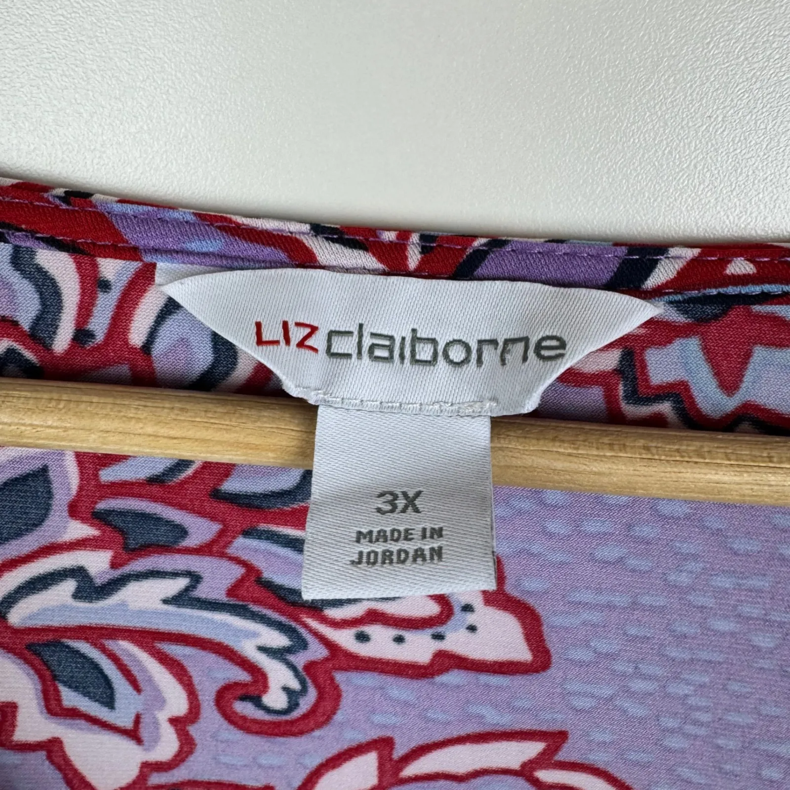 Liz Claiborne Womens Paisley Blouse Size 3X Purple Stretch Comfort Office Casual - Image 5