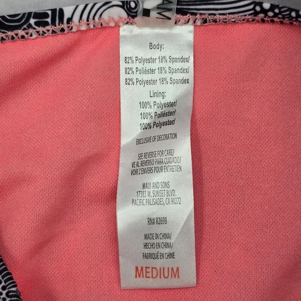 Maui and Sons Black White‎ Pink Floral Cheeky Medium Bikini Bottom Swimwear - Image 6