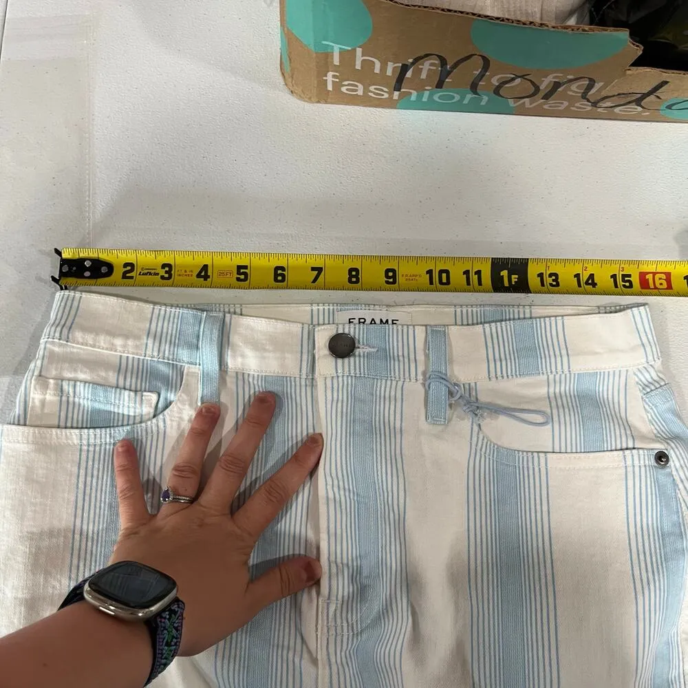 Frame Women's Ombre Blue White Stripes Micro Mini Denim Jean Skirt Size 30 NWOT - Image 5