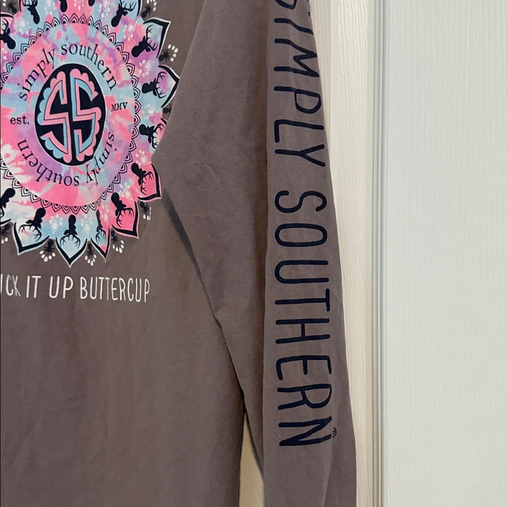 Simply Southern Grayish Purple Long Sleeve Tee - Image 3