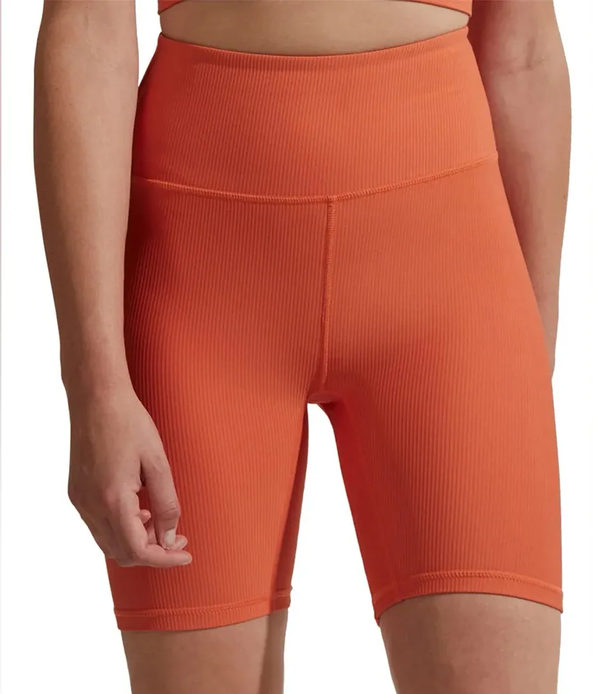 Varley Let’s Move High-Rise Ribbed Athletic Shorts XS | Orange Rust Yoga Active - Image 1