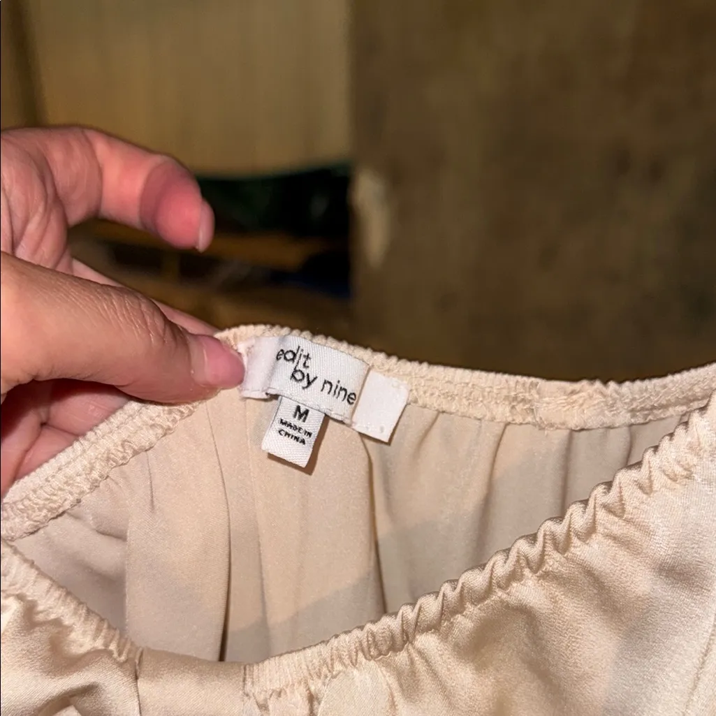 Edit by nine medium champagne Cream short sleeve Maxi Dress cut out front - Image 7