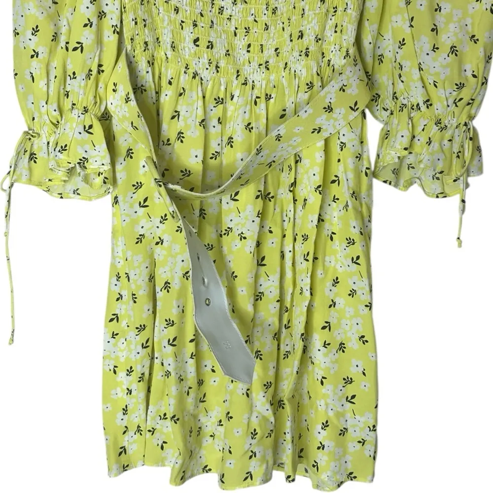 For Love & Lemons Chrysanthemum Mini Dress Lemonade Yellow Floral Medium - Image 7