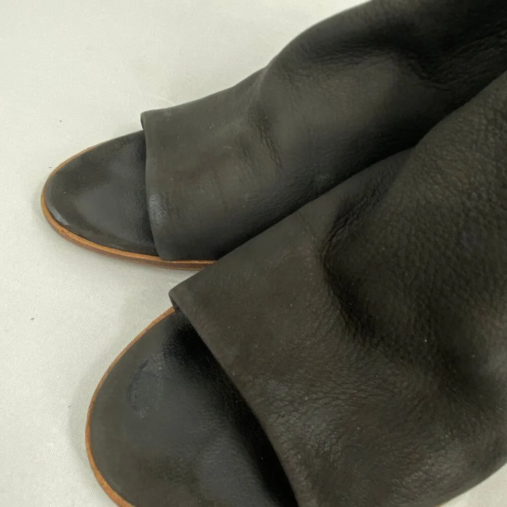 Lucky Brand Organza Black Leather Heel Block Mules Size 9.5 - Image 4