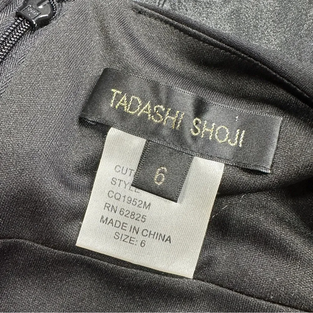 Tadashi Shoji Black Taffeta Fit and Flare Cocktail Formal Evening Dress Size 6 - Image 11