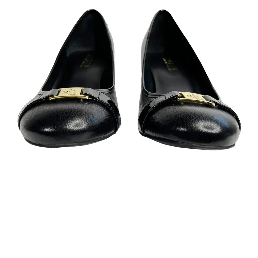 Lauren Ralph Lauren Black Shelbi Kidskin & Patent Leather Heels - Image 4