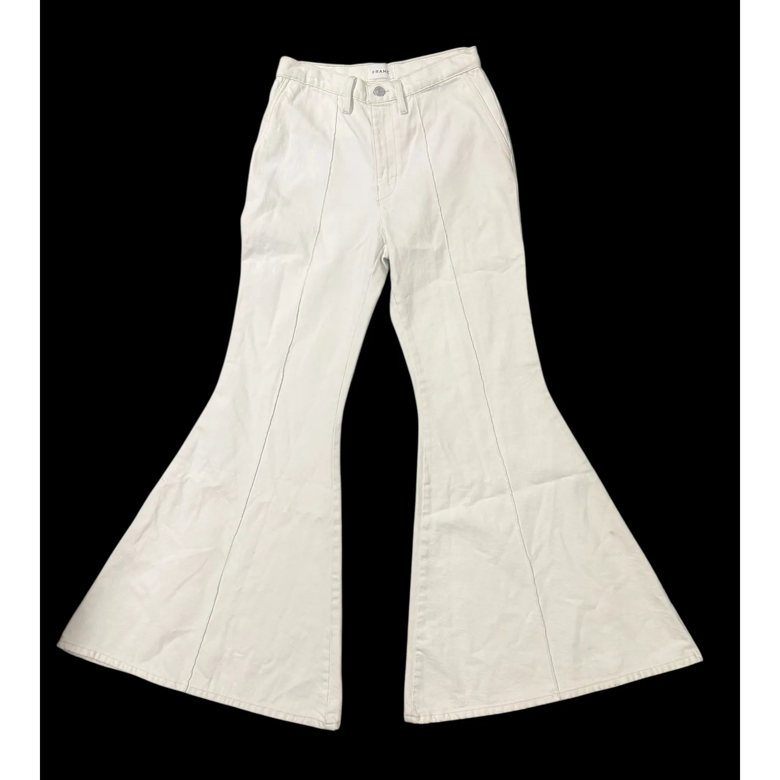 FRAME Extreme High Rise Flare Trouser Natural Clean Size 27 New - Image 5
