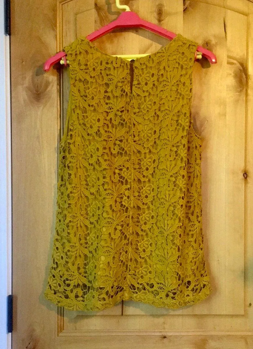 Mustard Crochet Overlay Tank Top $49.50 EUC S - Image 7