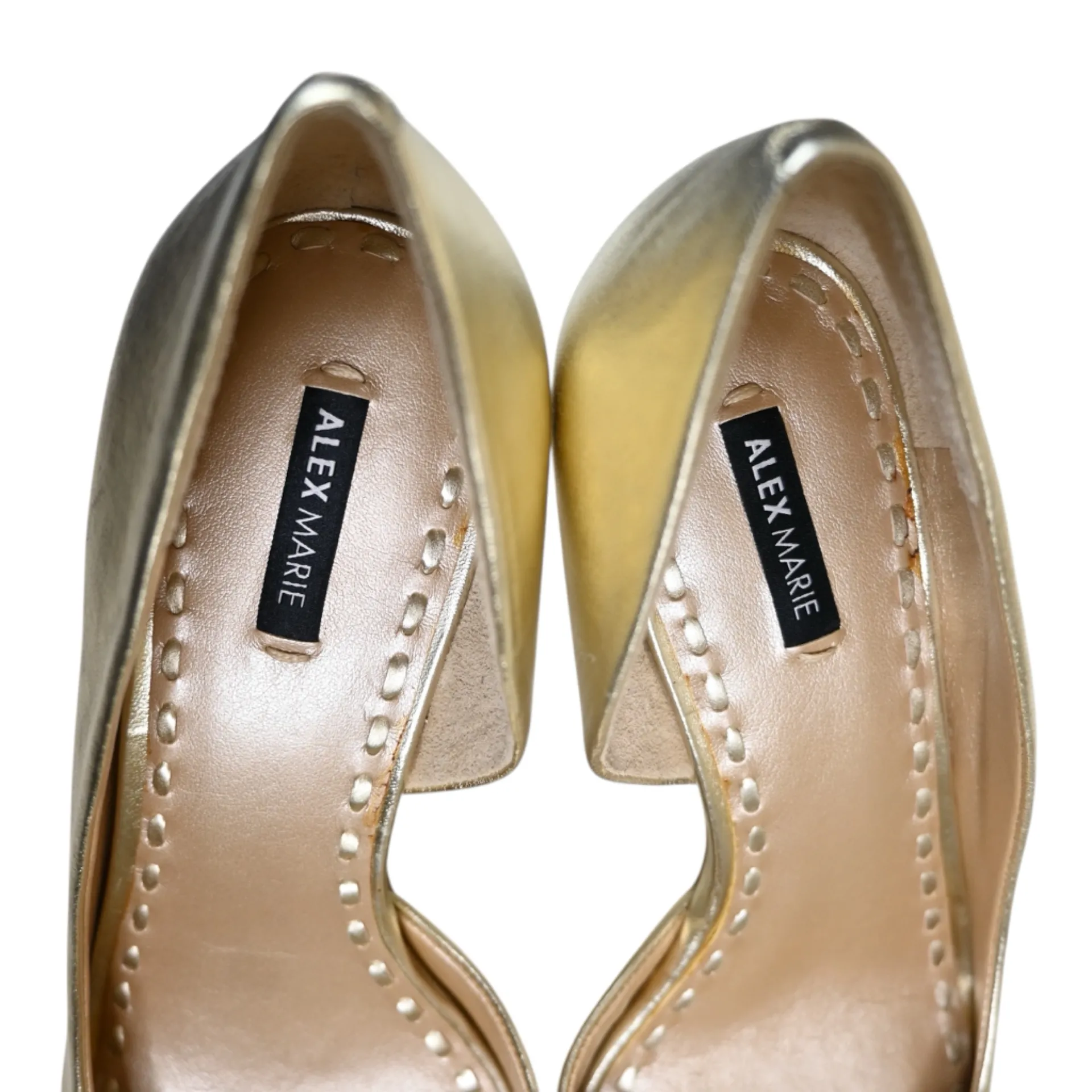 Alex Marie Women's 7.5 Gold Leather Open Toe D'Orsay Heel - Image 7