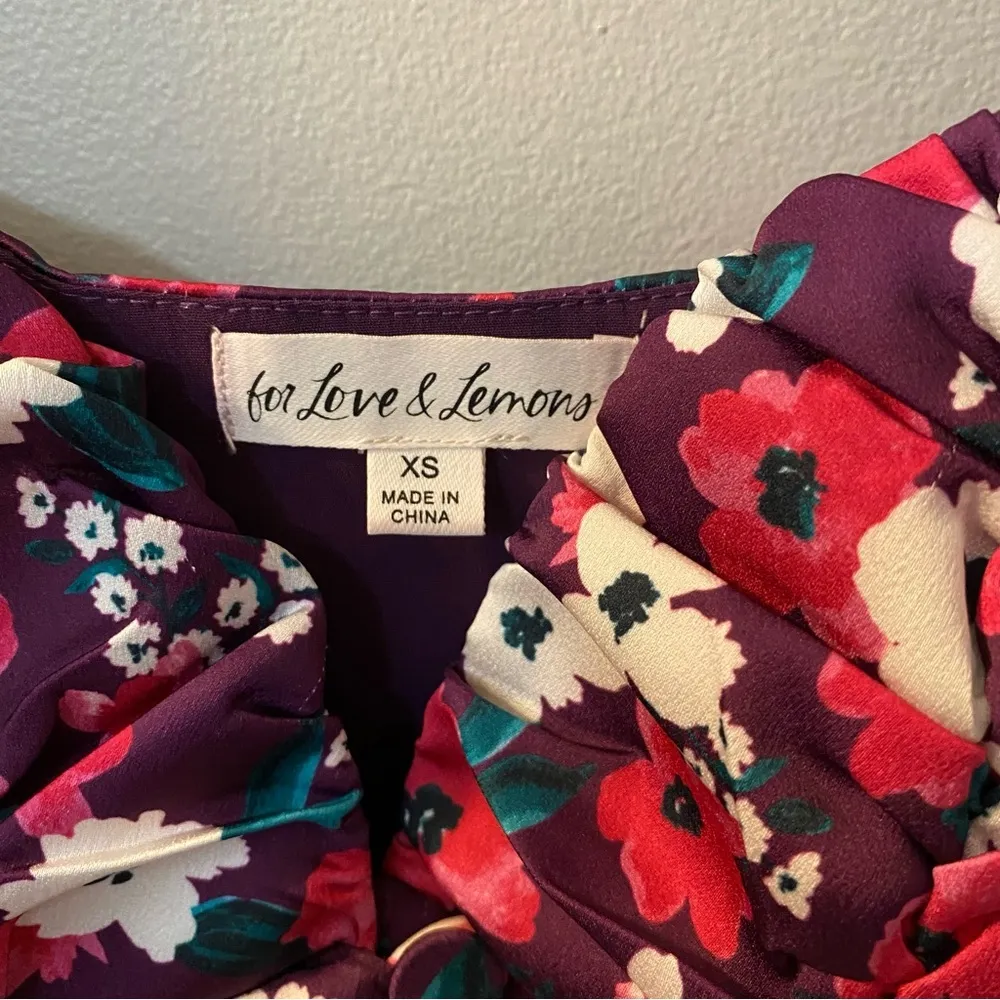 For love & lemons Penny fushia puff sleeve cropped long sleeve blouse X-small - Image 4