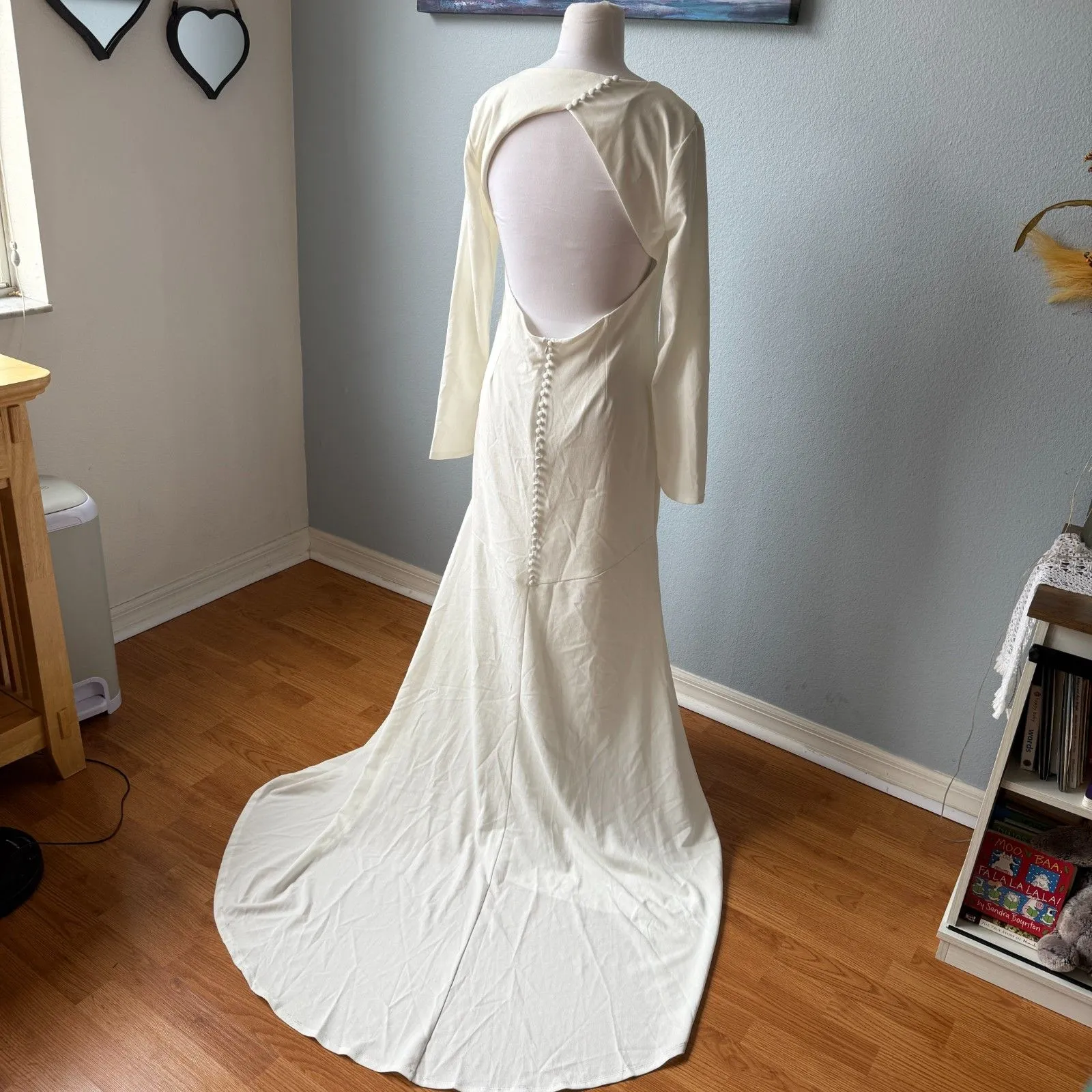 Lulus Eloquent Endearment White Long Sleeve Backless Maxi Dress Size XL - Image 8