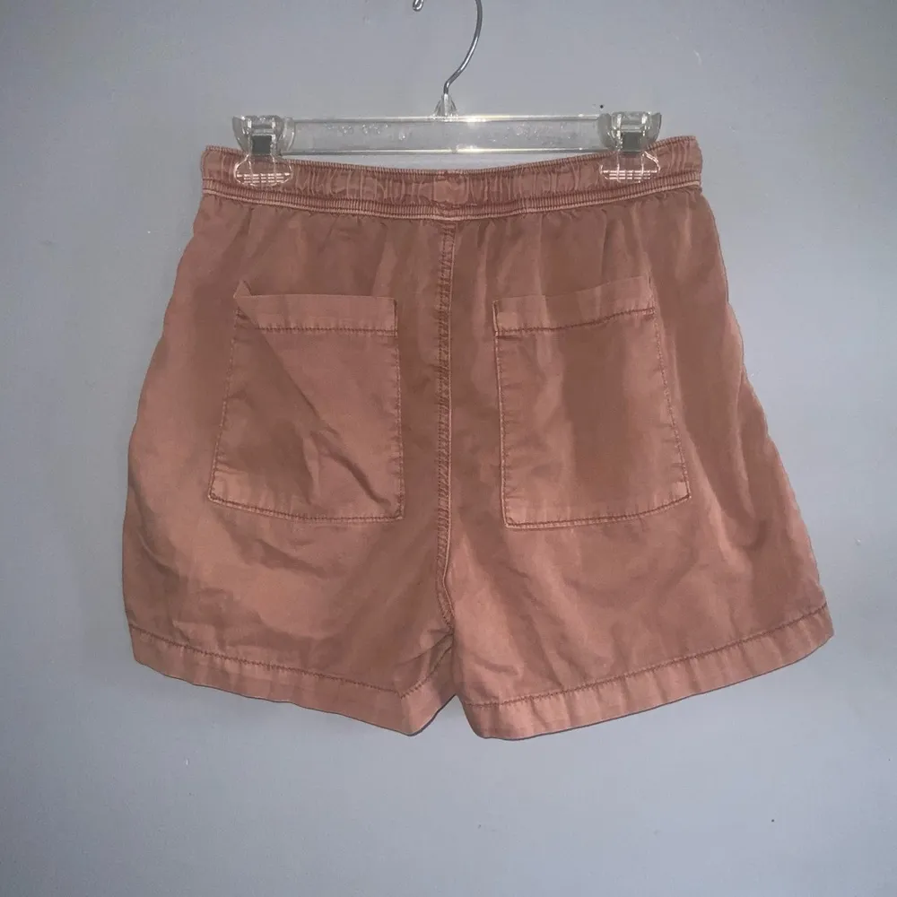 Truth And Theory Mauve High Waist Drawstring Elastic Waist Shorts Pockets Small Tan - Image 6