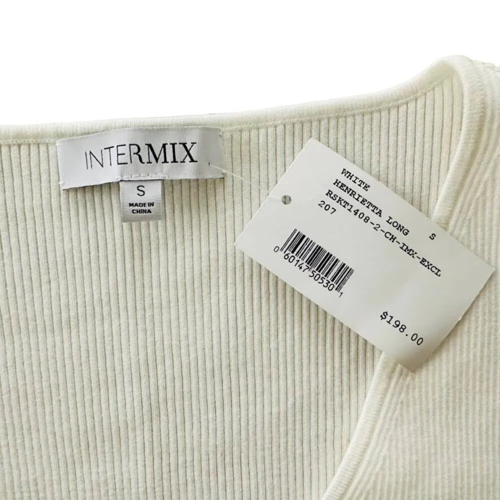 Intermix Private Label Henrietta Ring Ribbed Top Cream Size Small NEW - Image 3