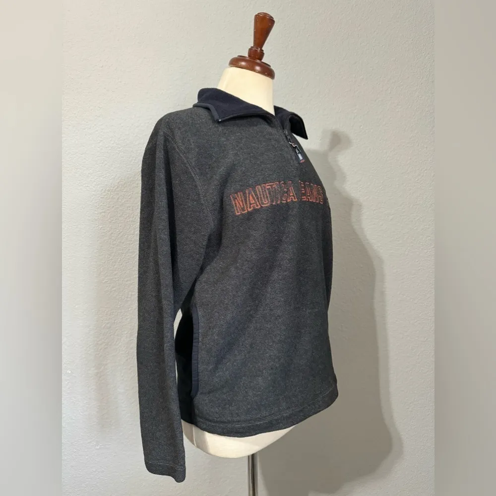 Nautica Jeans Co Women Grey Collared Zippered Cozy Sweater Sz Small with Pockets - Image 3