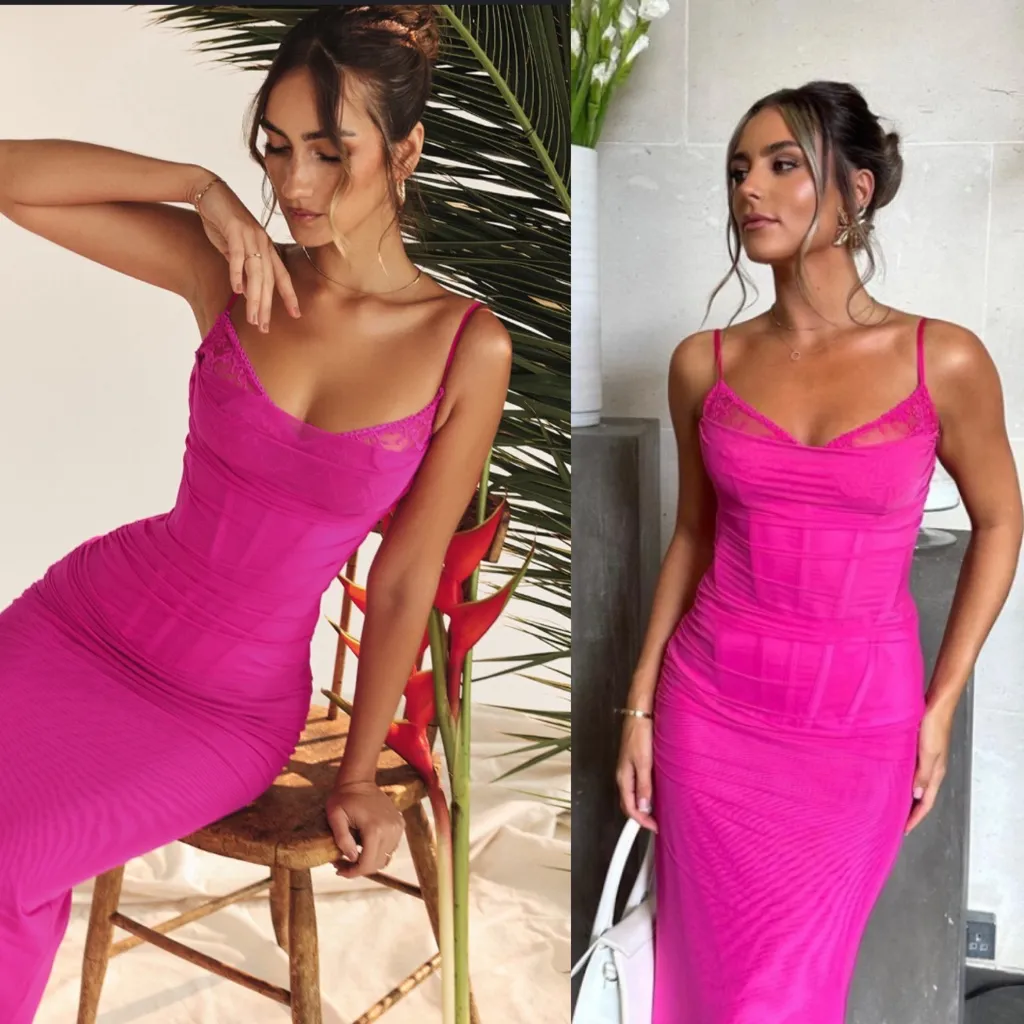 HOUSE OF CB XS A-C  'Nalini' Fuchsia Maxi Dress‎ NWOT - Image 3