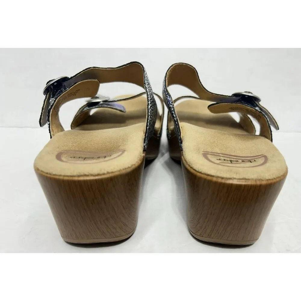 Dansko Comfort Wedge Slide Clogs Womens 40 US9.5 Blue Iridescent Leather Sandals - Image 5