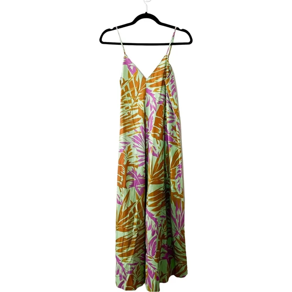 NWT ZARA Linen Floral Green Maxi Dress XS - Image 60