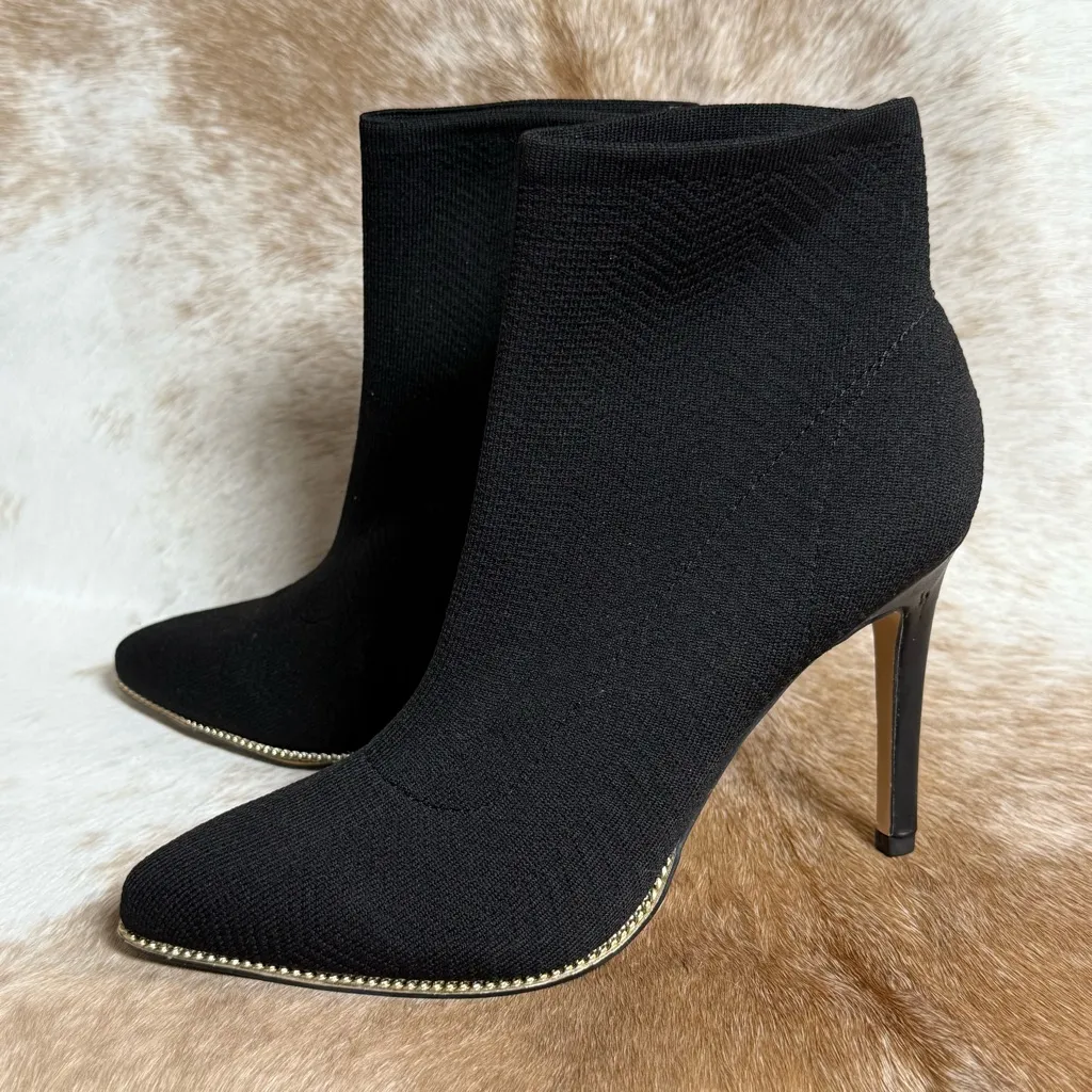 BCBGeneration Black Sock Ankle Bootie Heels Size 7 B45 - Image 2
