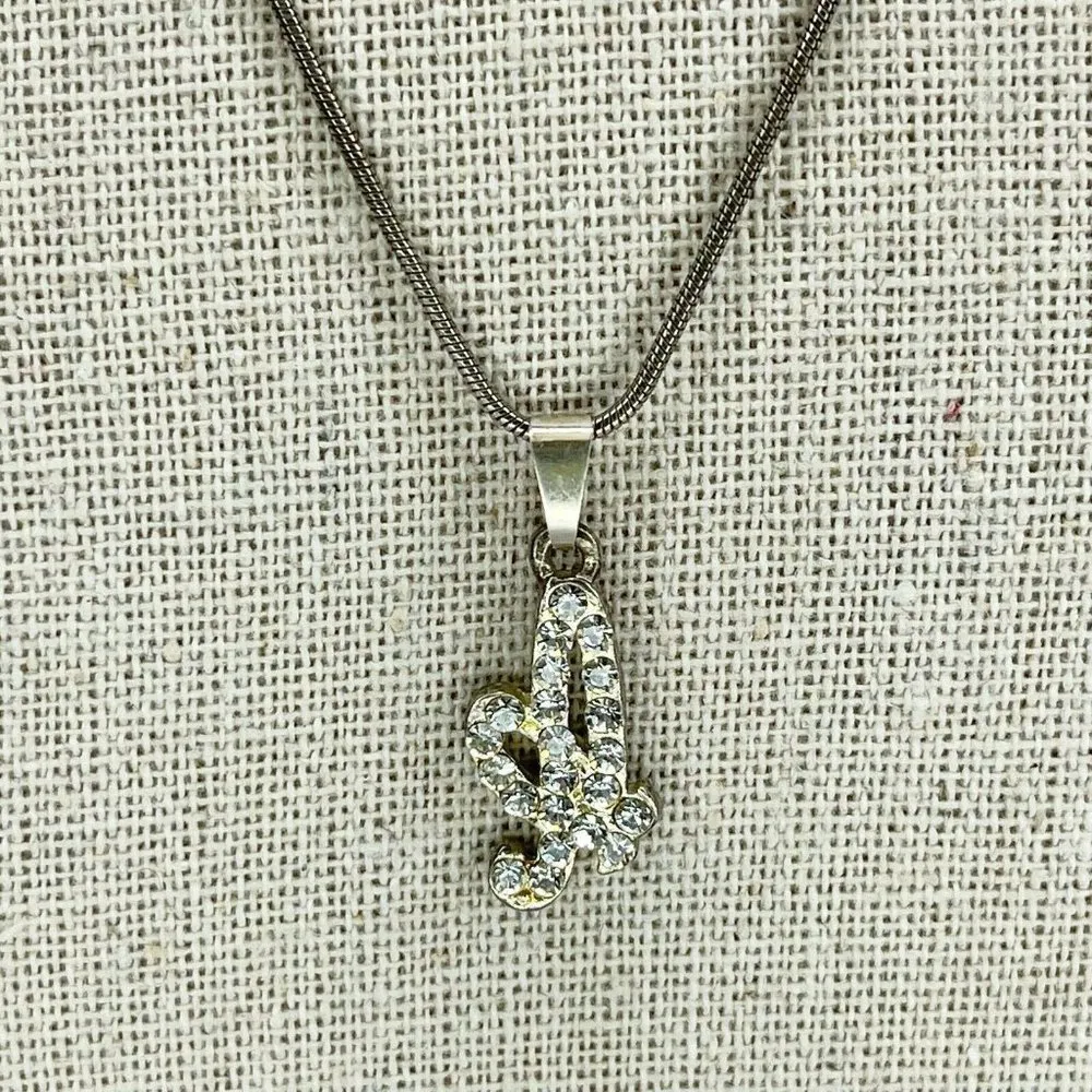 Claires Silver Tone Rhinestone A Initial Monogram Letter Pendant Necklace - Image 5