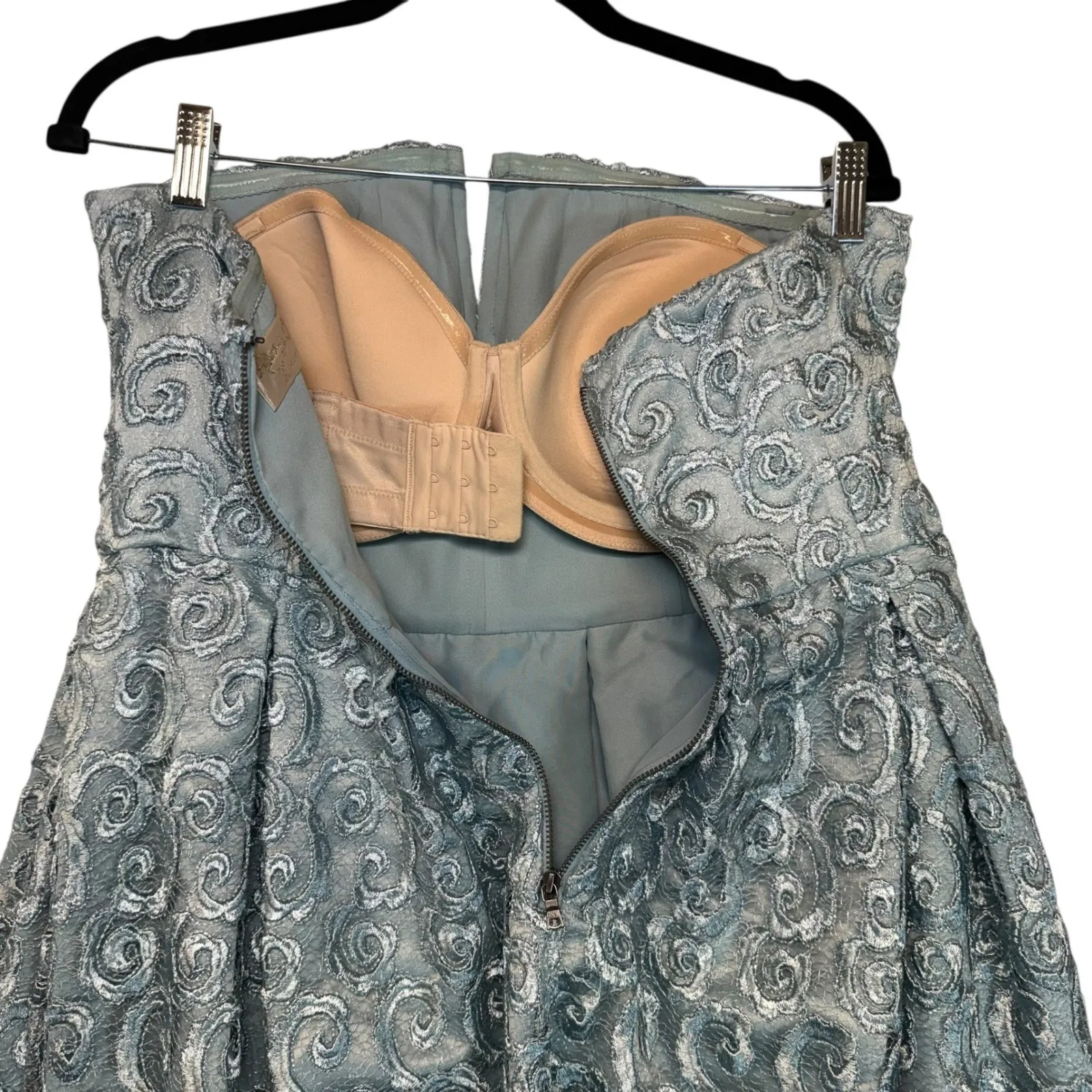 Alice Olivia Blue Gray Lace Axmis Bustier Strapless Gown Formal Lacecore Sz 6 - Image 10