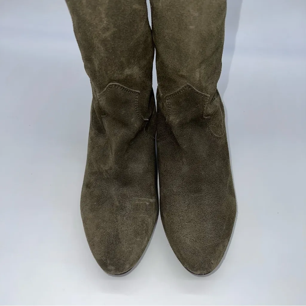 Urban Outfitters Duo Brand Olive Green Suede 2.5” Heeled Cowboy Boots Size 40EU - Image 4