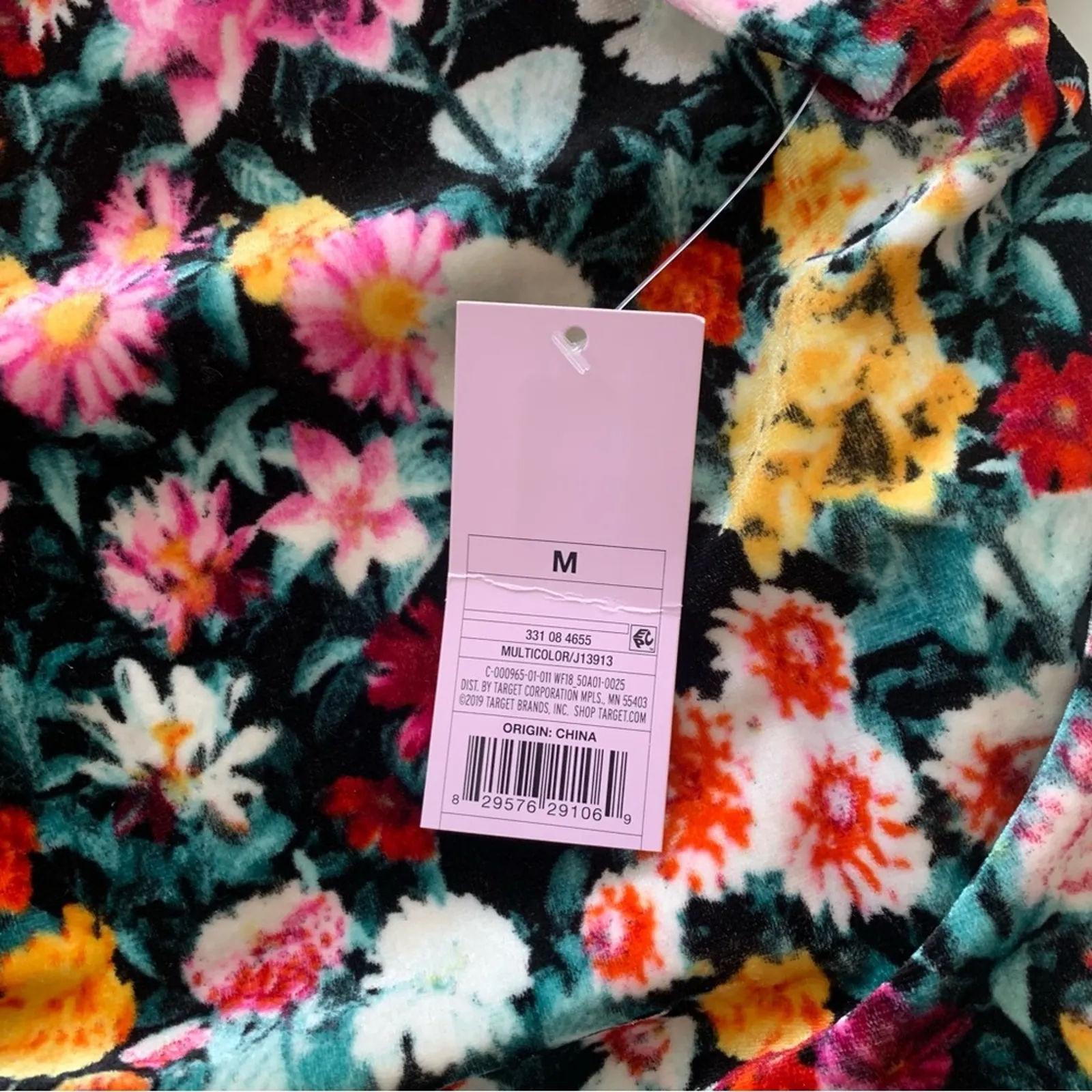 Wild Fable Black Multicolor Floral Velour Off Shoulder Long Sleeve Mini Dress - Image 4