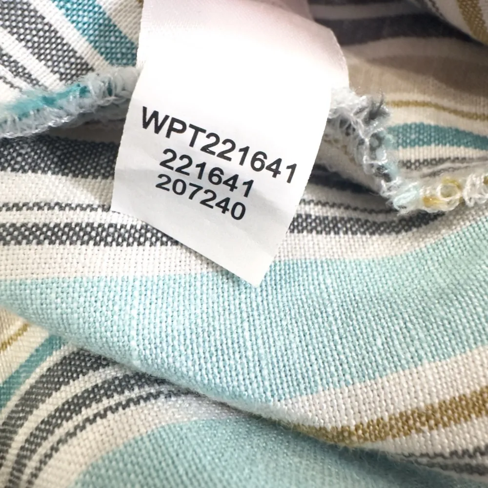 J. Jill Linen Blend Aqua Beige Striped Straight Leg High Rise Comfy Casual Pants Blue Size M - Image 7