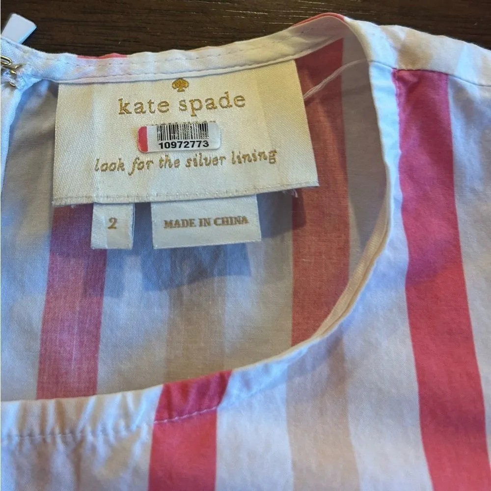 Kate Spade Pink Peach Sherbert Midi Dress Striped Tiered MSRP 328.00 - Image 13