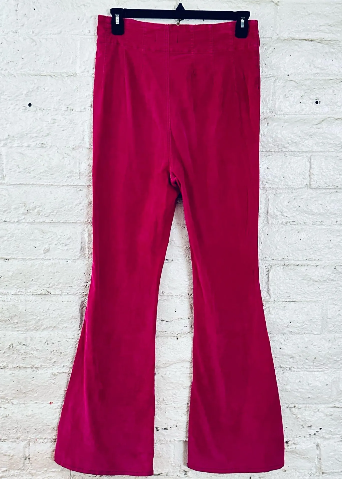 We The Free People Jayde Drawstring Flare Jeans, Size 32, High Rise, Stretch, Fuchsia Pink, Long - Image 11