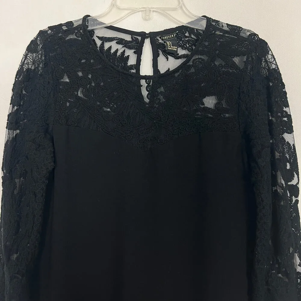 Forever 21 Womens Dress Small Shift Lace Whimsigoth Witchy Fairygoth Edgy Boho - Image 3