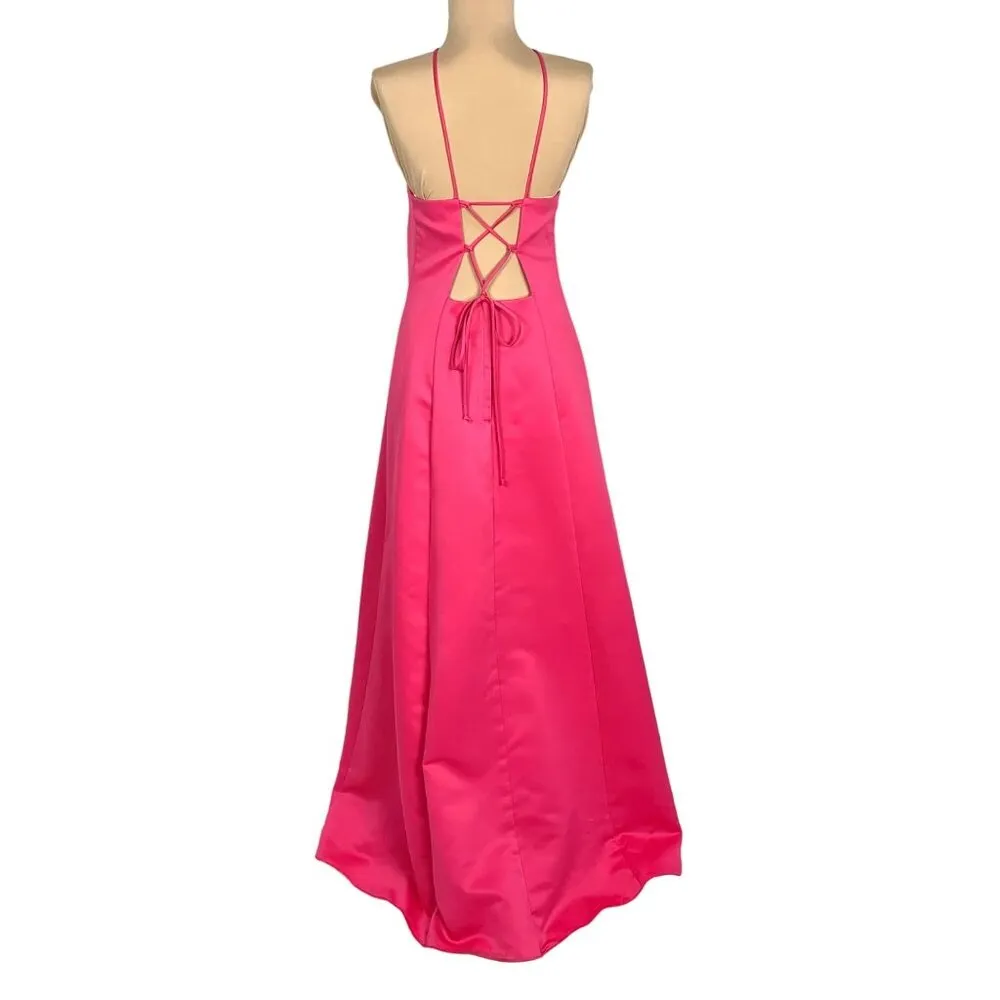 Urban Girl Nites Maxi Dress Gown 9/10 Halter Corset Back Prom Hoco Satin Pink Size undefined - Image 4