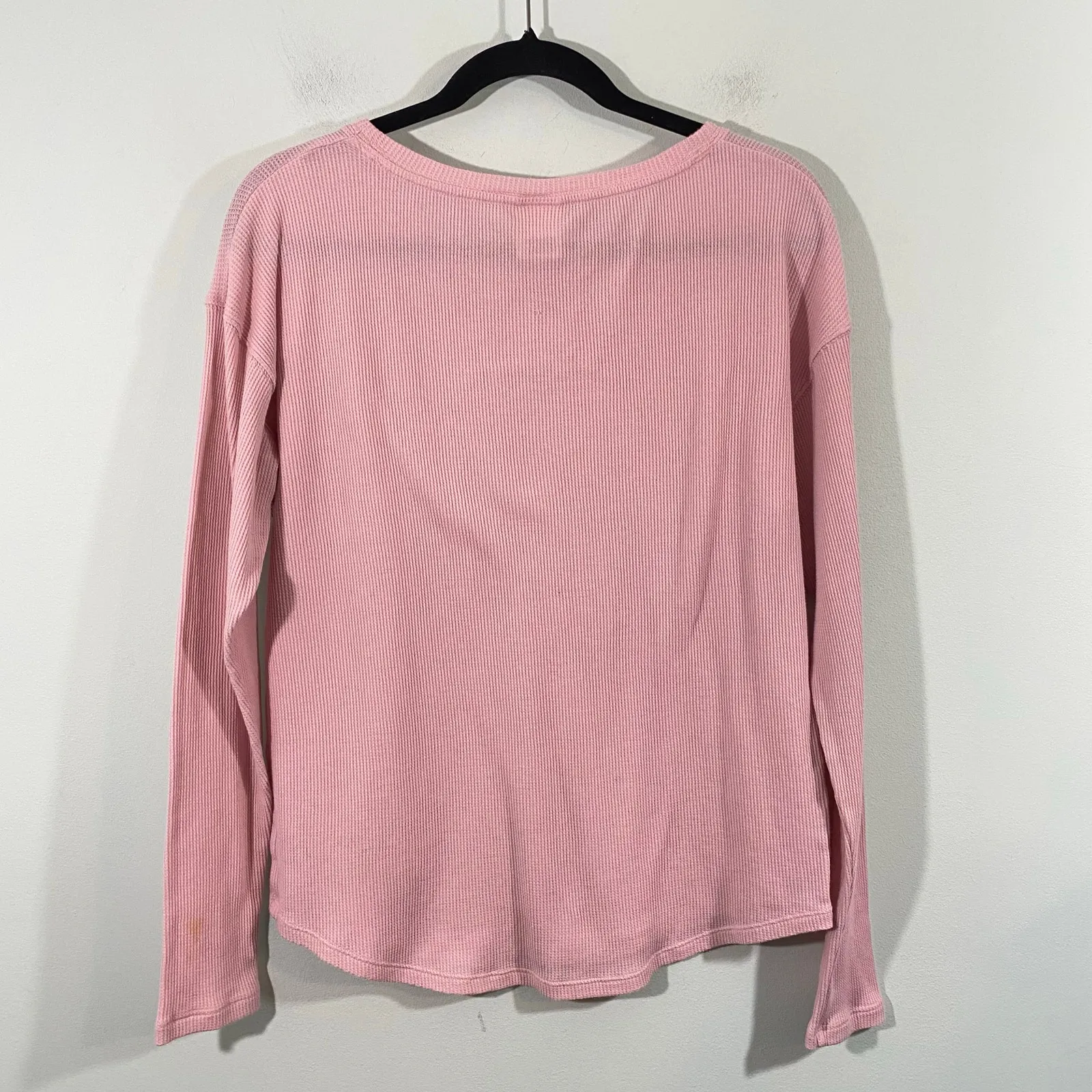 PINK Victoria's Secret Women Pink Waffle Knit Long Sleeve Tee Size M - Image 6