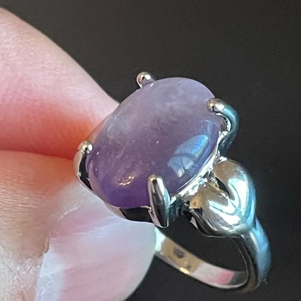 Oval purple amethyst S925 silver ring size 6.5 - Image 6